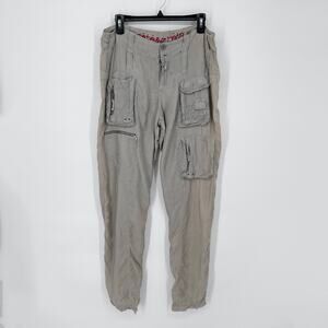 Pete & Greta By Johnny Was Women's Y2K Cupra Poplin Cargo Pants NEW Size 6 Gray